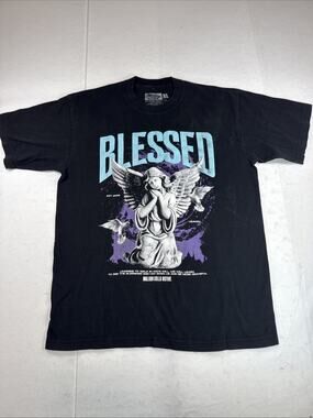 Million Dolla Motive Blessed Shirt Men Black Angel Religious Streetwear XL 2008